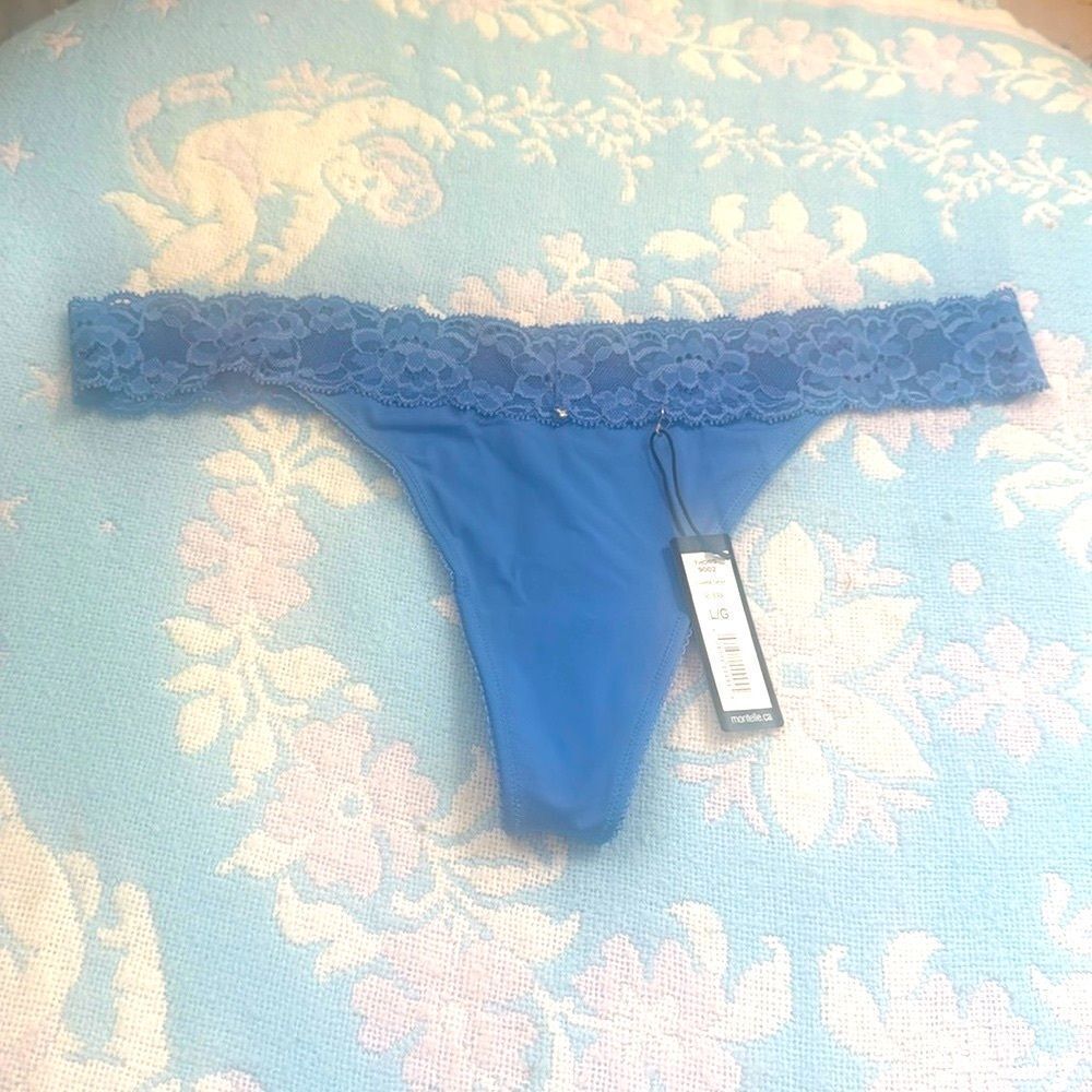 NWT Montelle *Riviera* French Blue Thong Panty Sz L